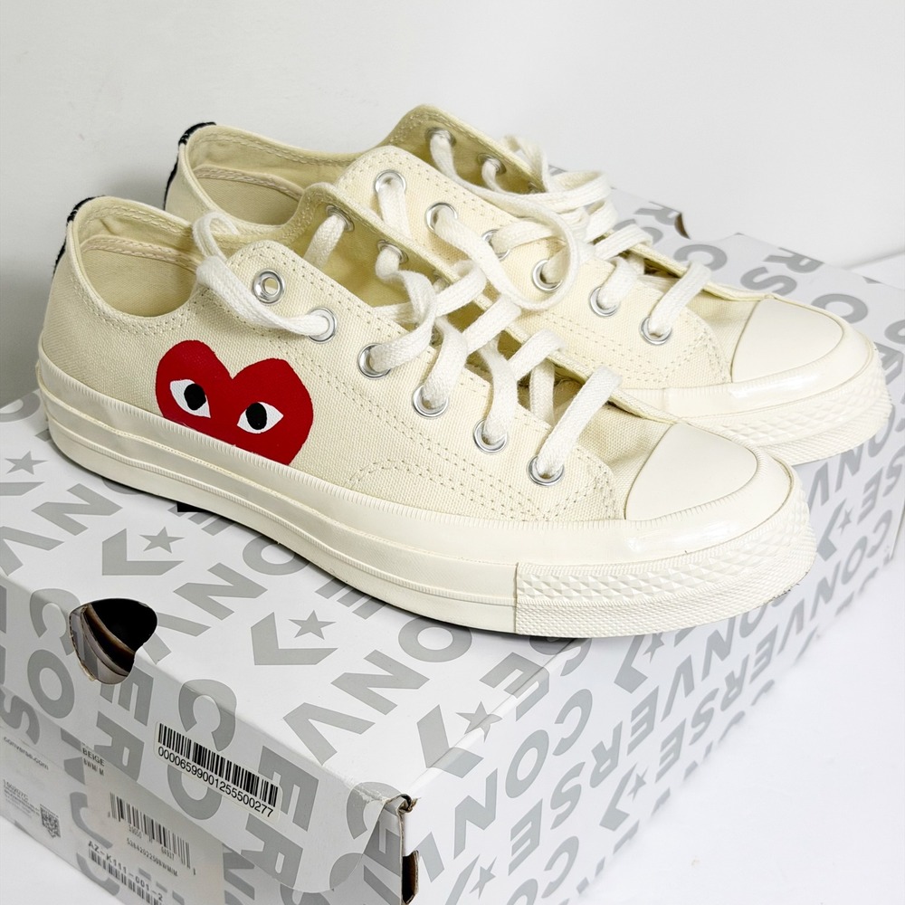 Converse Chuck 70 CDG Women 8 Men 6 Cream PLAY Comme des Garcons Low Top 150207C